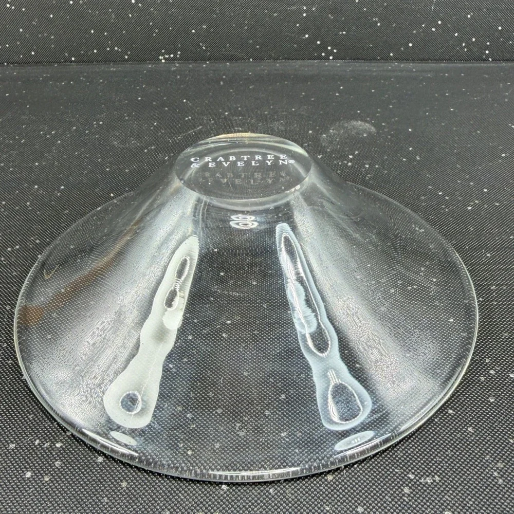 Crabtree & Evelyn Clear Glass Flared Vanity Dish Trinket Bowl 6 Inch Container
